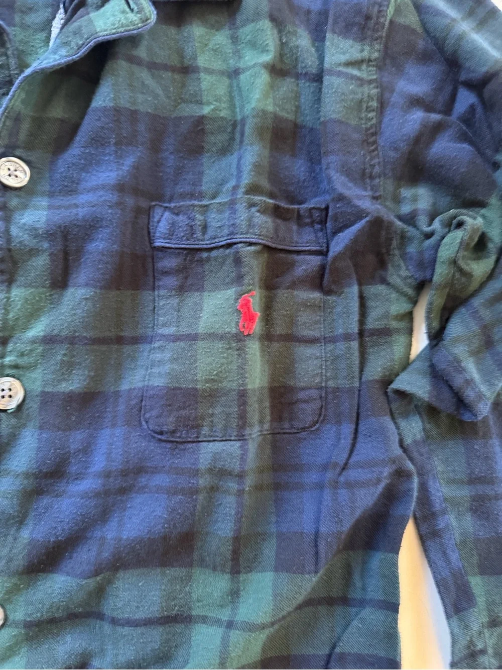 Polo by Ralph Lauren Two Pc Pajamas Green / Blue plaid size medium